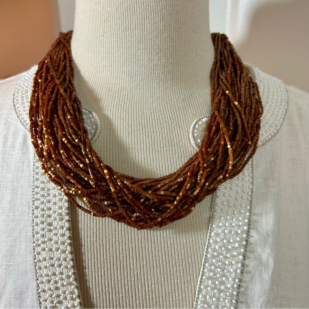 VINTAGE MULTI STRAND BEADED NECKLACE